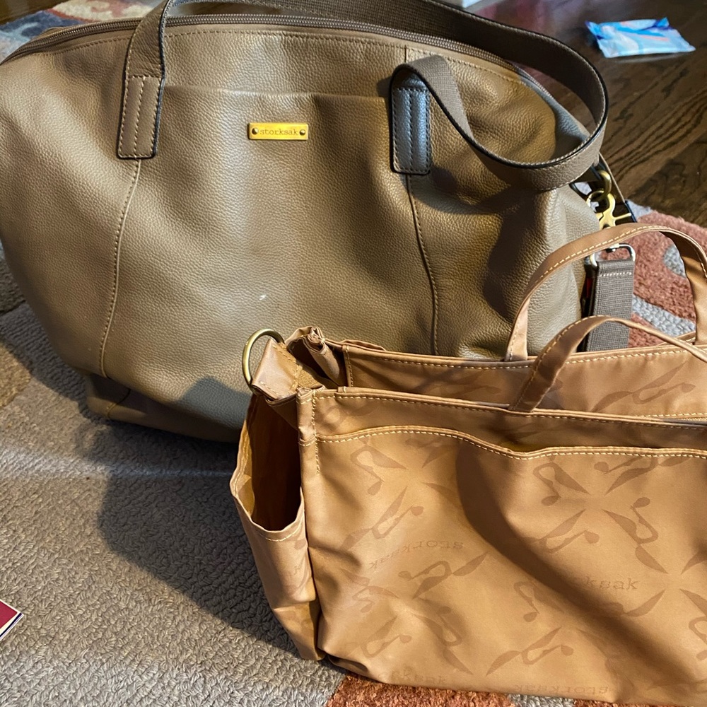 Storksak Leather Diaper Bag